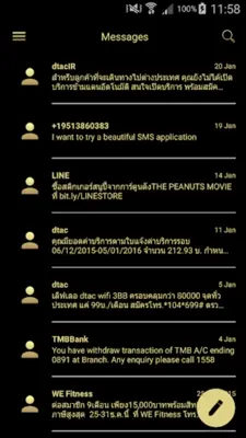 SMS Messages Metallic Gold android App screenshot 5